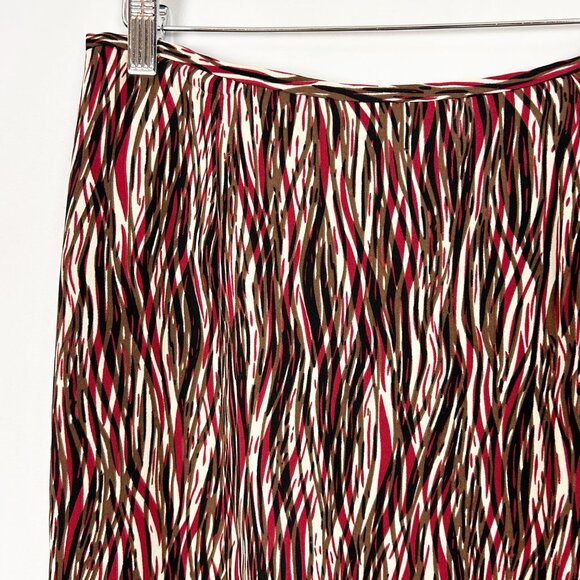 Y2K Alfani Silk Lettuce Hem Skirt Fall Abstract Pattern Size 12 Women's - Picture 2 of 5